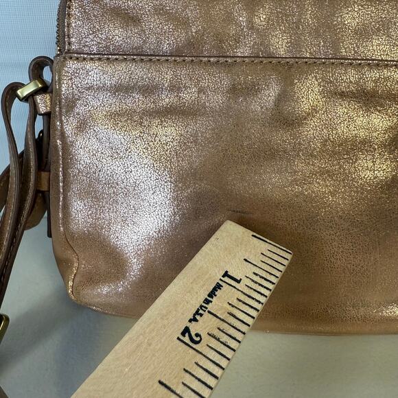 FOSSIL Rose Gold Piper Toaster Metallic Leather Crossbody Purse Shoulder Bag - Picture 9 of 14